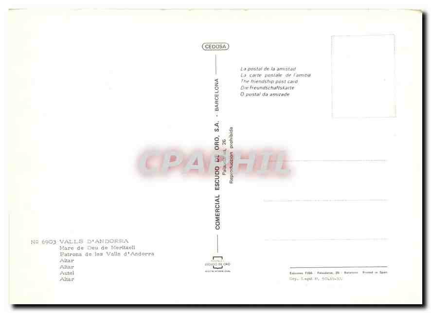 CPM Valls D'Andorra Patrona de les Valls d'Andorra — Rückseite