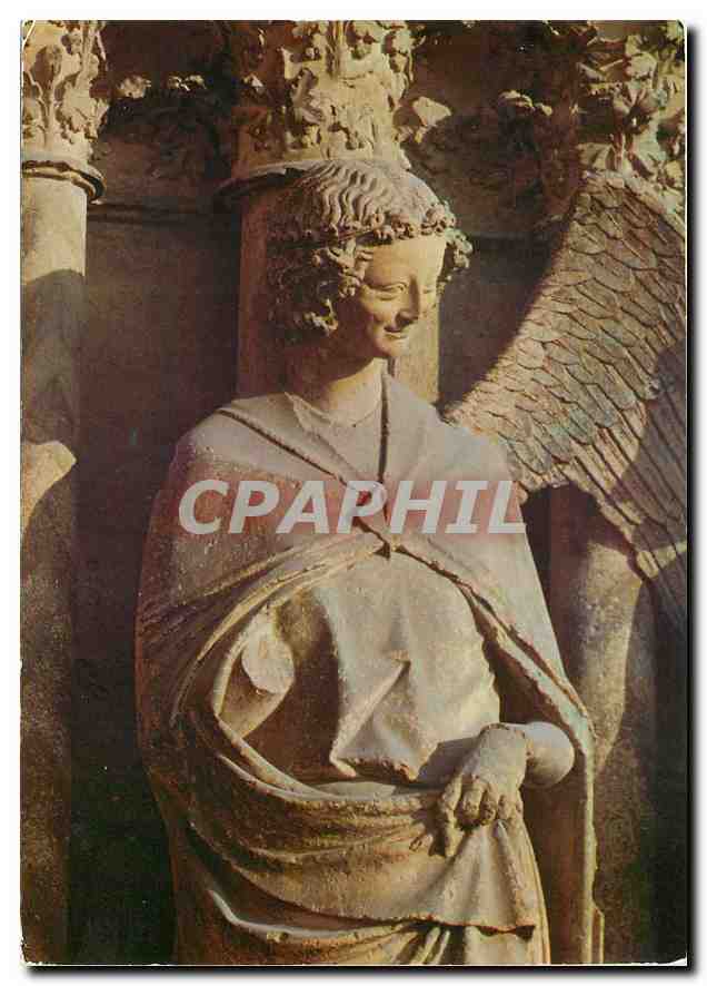 CPM Cathedrale de Reims Facade ouest portrait central l'ange Gabriel