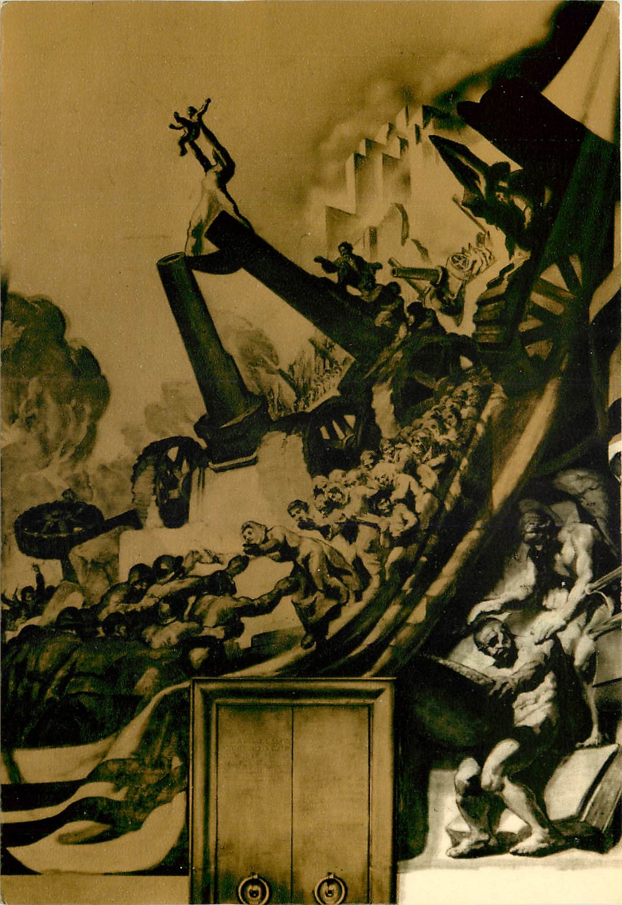 CPM Palais des Natons Geneve salle des conseils Peiture murale de Gauche J M Sert