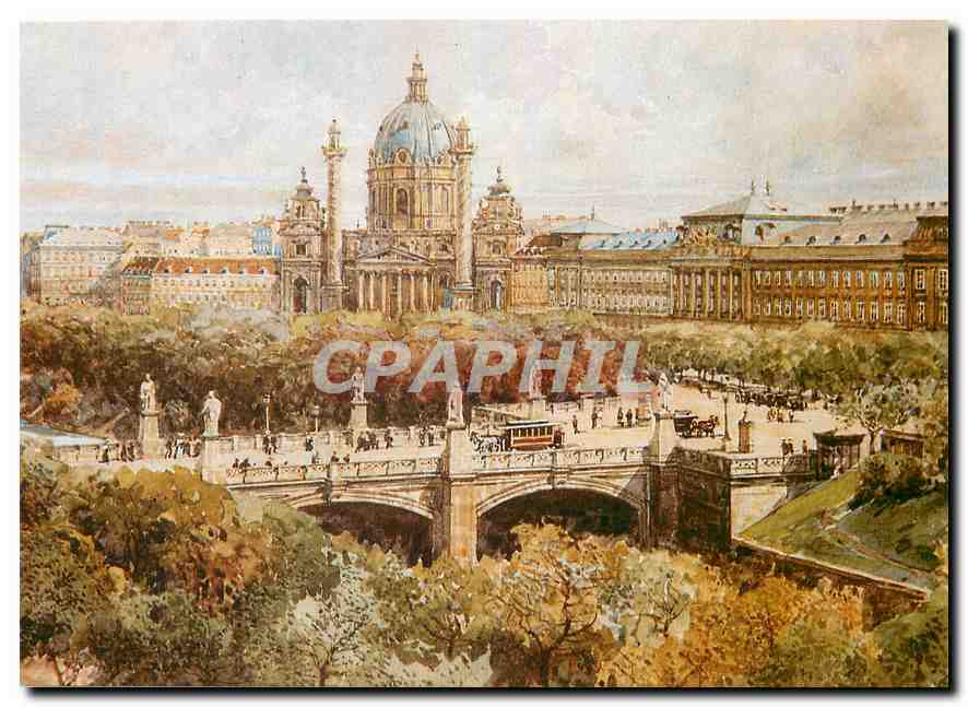 CPM Wien um 1890 Karlsplatz mlit der Elisabethbrucke