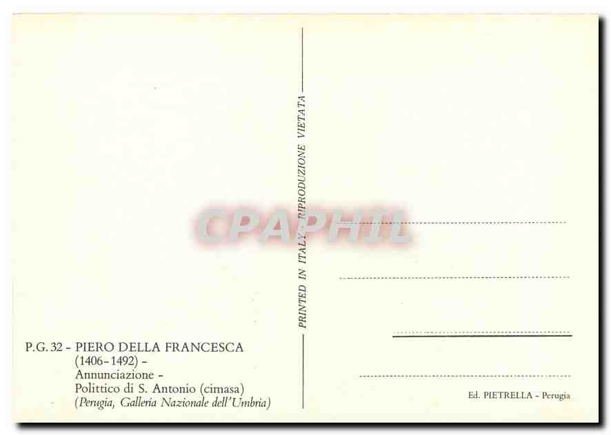 CPM Piero Della Francesca (1406 1492) Annunciazione — Rückseite