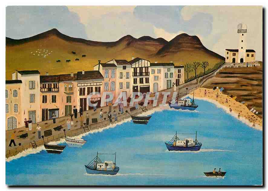 Le Port de Pêche — Peinture naïve d'Alcade — Éditions Lavielle, n° 901