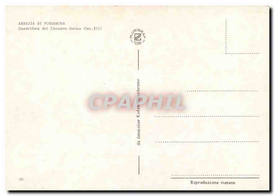 CPM Abbazia di Fossanova Quadrifora del Chiostro gotico (sec XII) — Verso