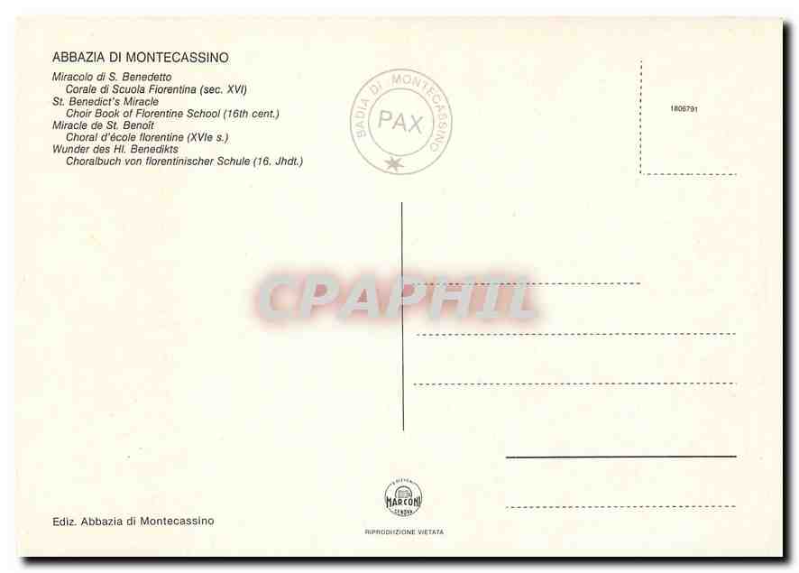 CPM Abbazia di Montecassino choral d'ecole florentine (XVIe s) — Verso