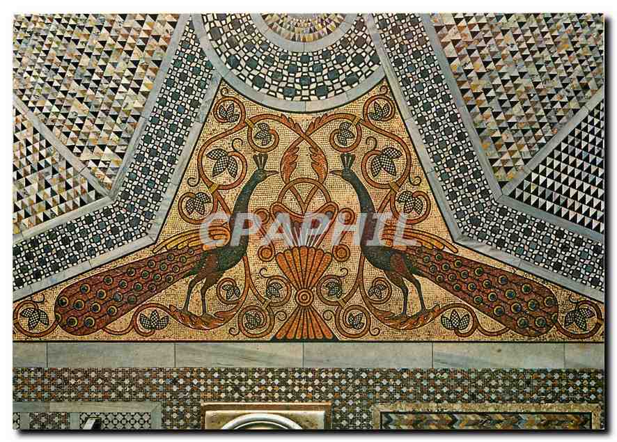 CPM Venezia Basilica di S Marco carreau interieur Paons detail XIIIs