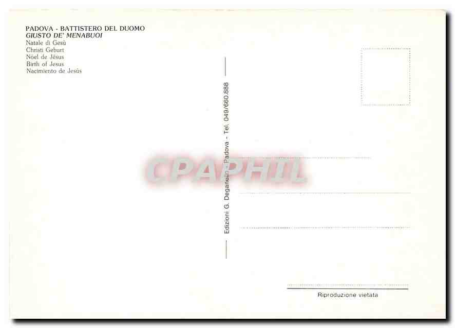 CPM Padova Battistero del Duomo Guisto de Menabuoi Noel de Jesus — Rückseite