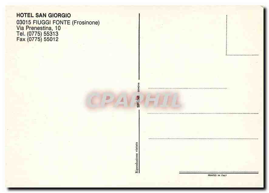 CPM Hotel San Giorgio Fuiggi Fonte (Frosinone) via Prenestina — Back