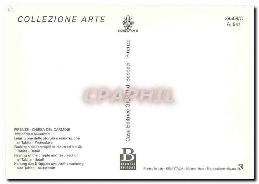 CPM Firenze Chiesa del Carmine Guerison de l'estropie et resurection de Tabit detail — Rückseite