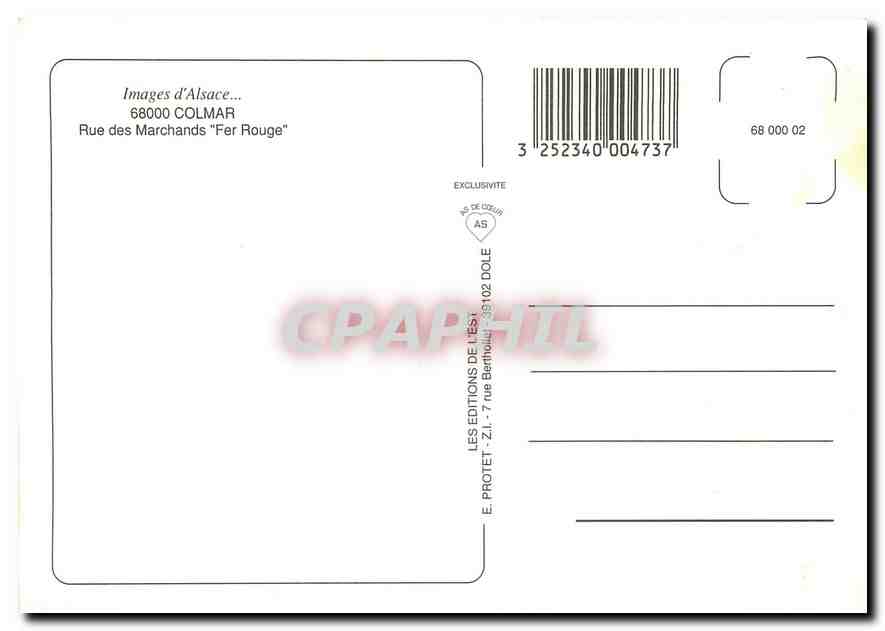 CPM Images d'Alsace Colmar rue des marchands fer rouge — Rückseite