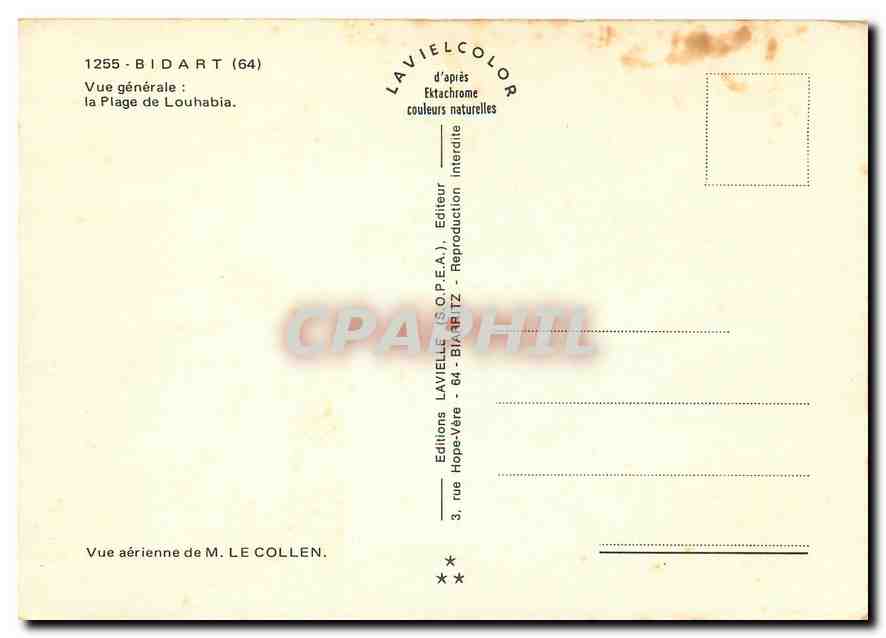 CPM Bidart Vue generale la plage de Louhabia — Rückseite
