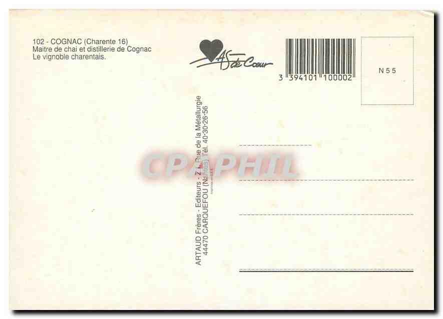 CPM Cognac (Charente) Maitre de Chat et distillerie de Cognac le Vignoble Charentais — Rückseite