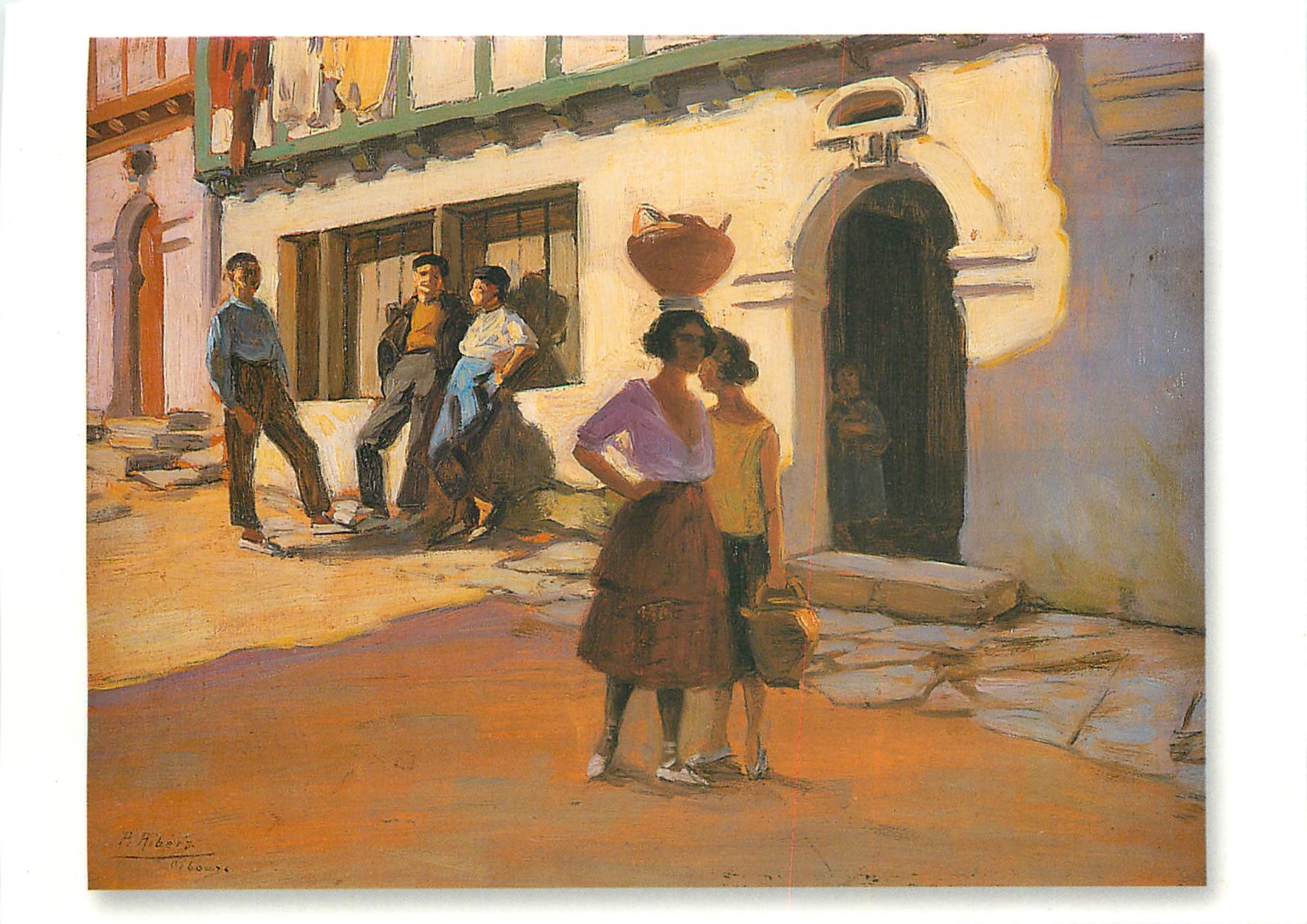CPM Pierre Ribera (Lisbonne 1867 Ciboure 1949) ciboure la rue de l'escalier vers 1930 huile sur bois
