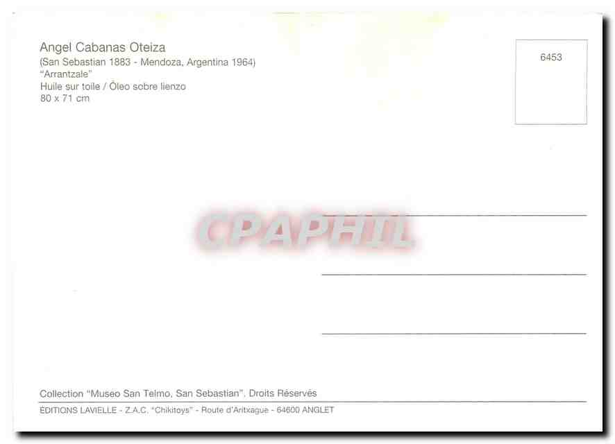 CPM Angel Cabanas Oteiza huile sur toile — Rückseite