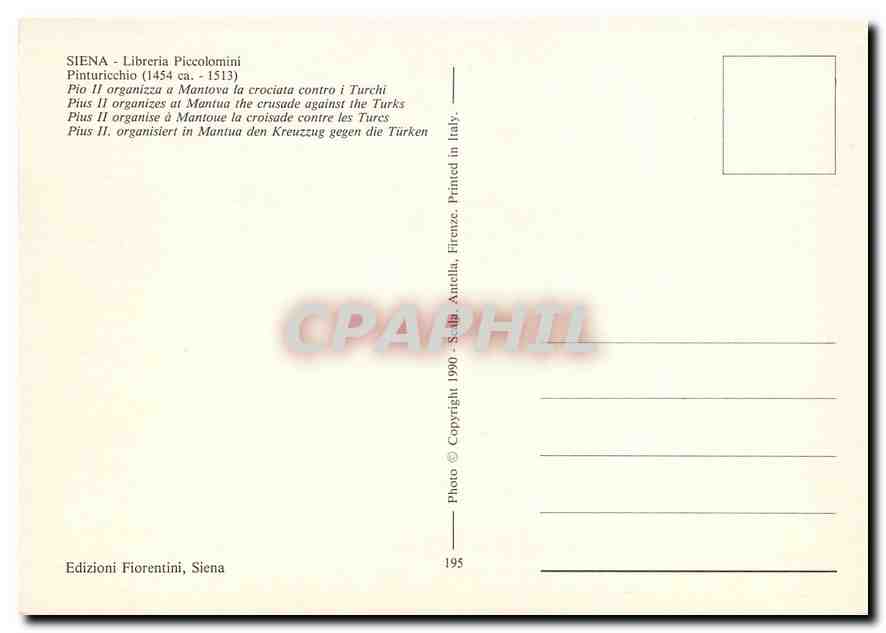 CPM Siena Libreria Piccolomini Plus il organise a Montoue la croisade contre les turcs — Rückseite