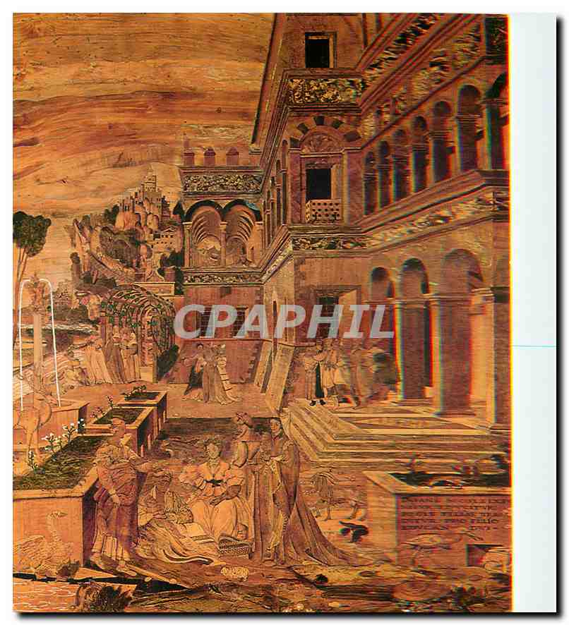 CPM Parugia Basilica Di san Pietro Moise sauve des eaux detail de la porte marquetee