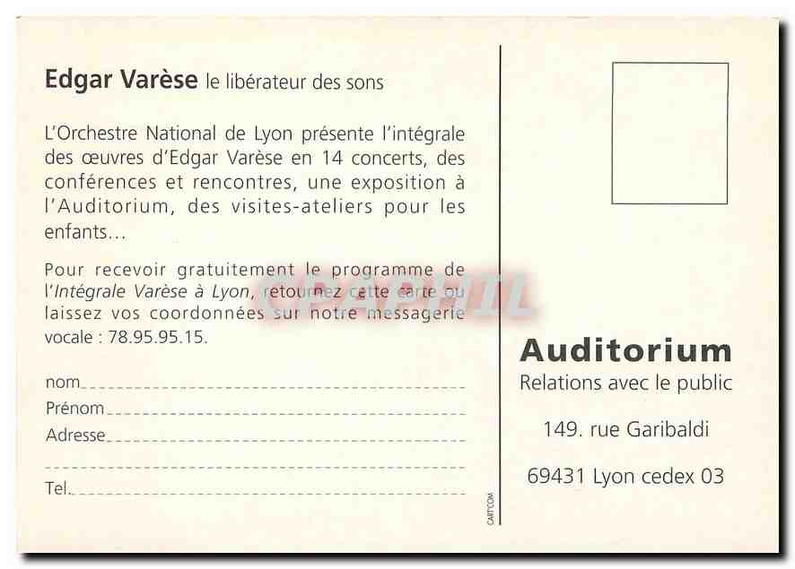 CPM Edgar Varese le liberateur des sons Orchestre National de Lyon — Rückseite