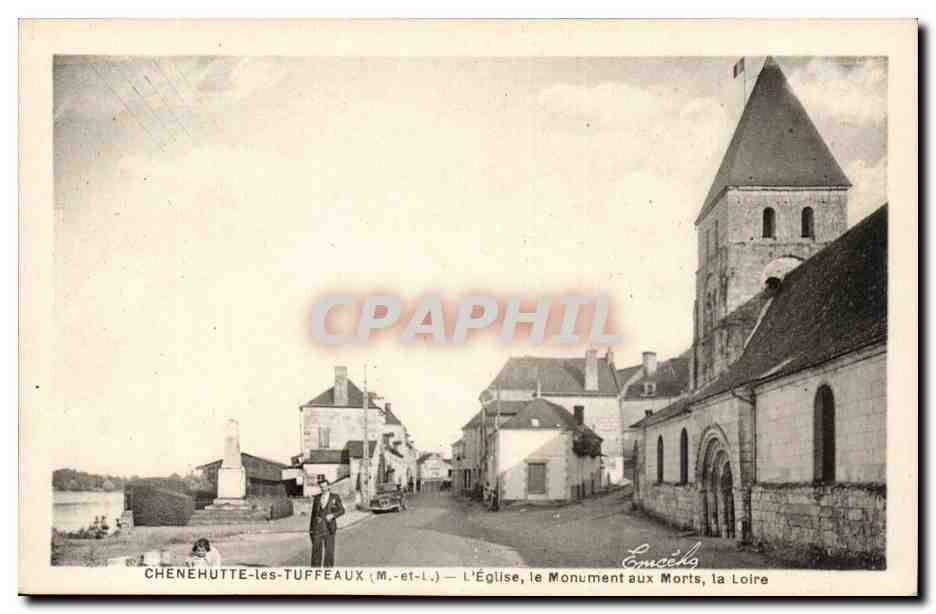 Chenehutte-les-Tuffeaux - CPA - L'Eglise le Monument aux Morts la Loire