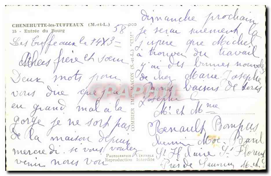 Chenehutte-les-Tuffeaux - CPA - Entree du Bourg — Rückseite