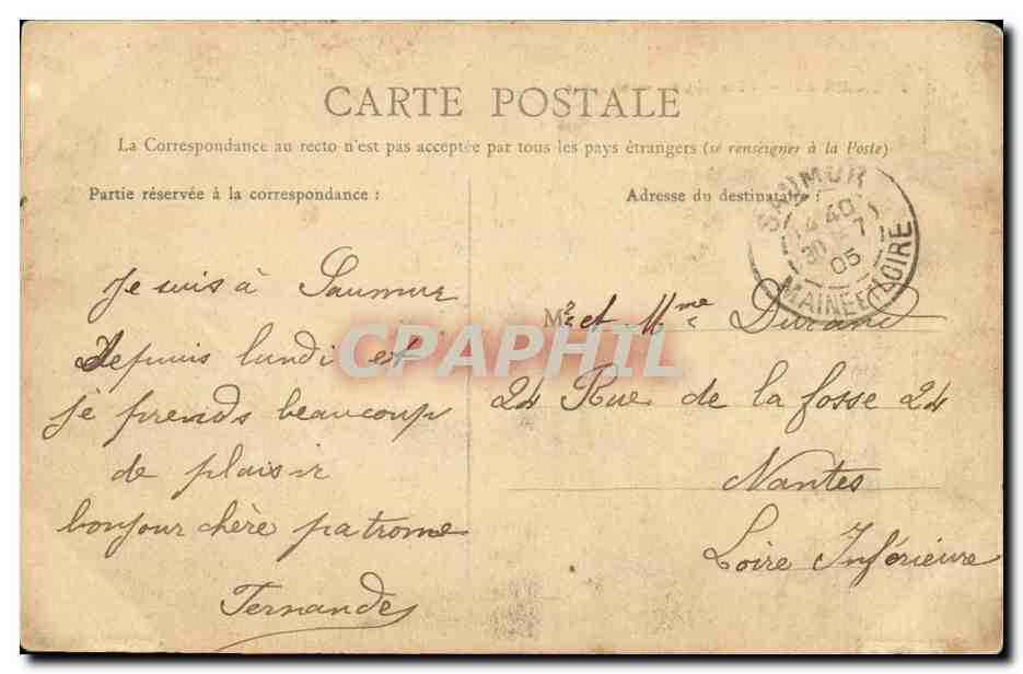 Saumur- CPA - Pont Cessart et la Loire — Rückseite