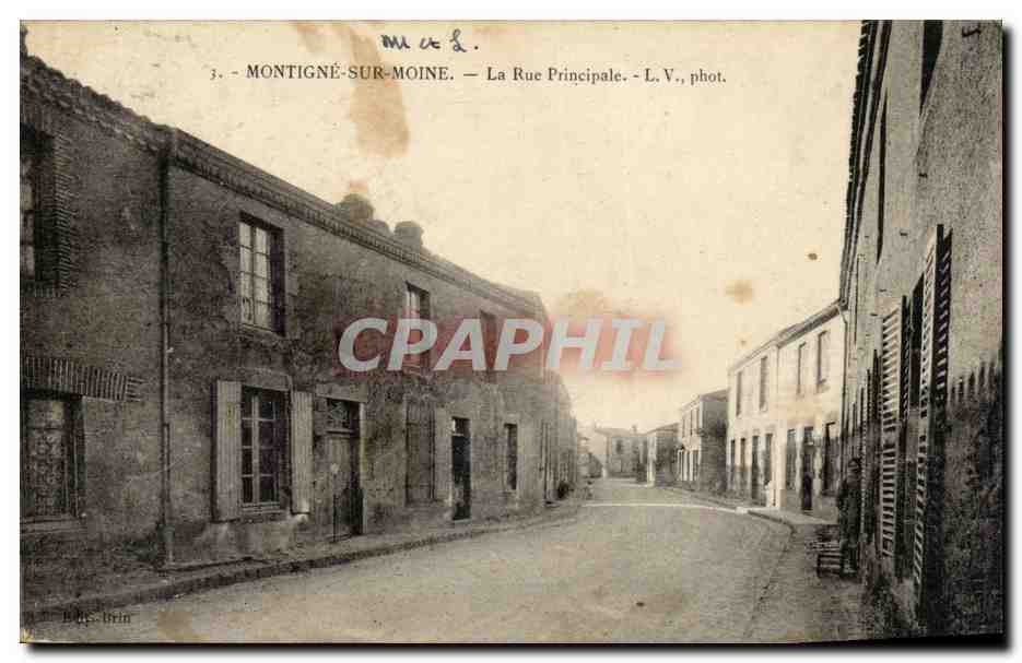 Montigne-sur-Moine -CPA- La rue principale