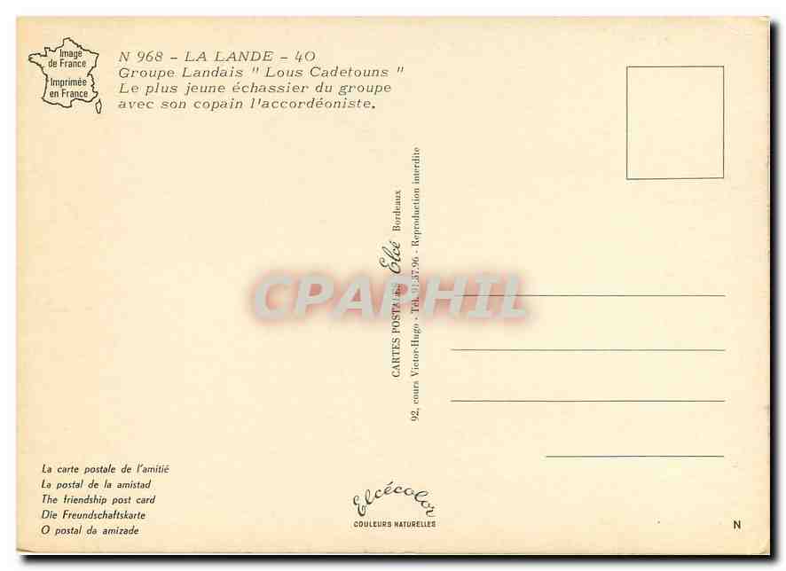 CPM La Lande Groupe Landais Lous Cadetouns  — Rückseite