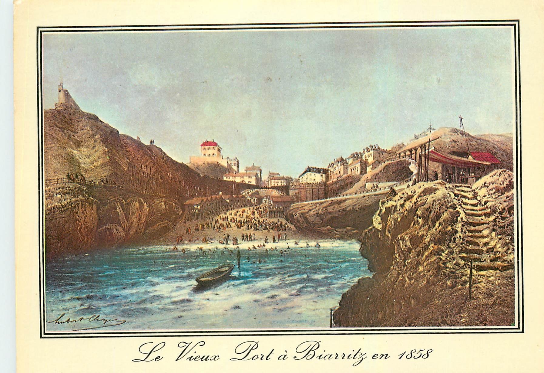 Le Vieux Port à Biarritz en 1858 — gravure de Hubert Chayre — édition N°4796