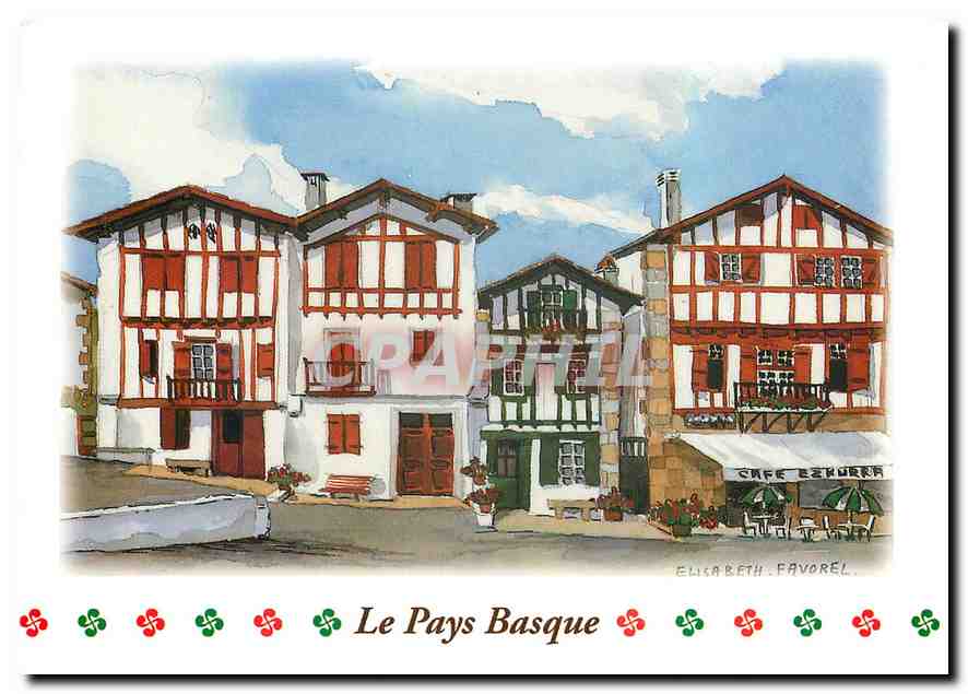 CPM Le Pays Basque Aquarelle Elisabeth Favorel 