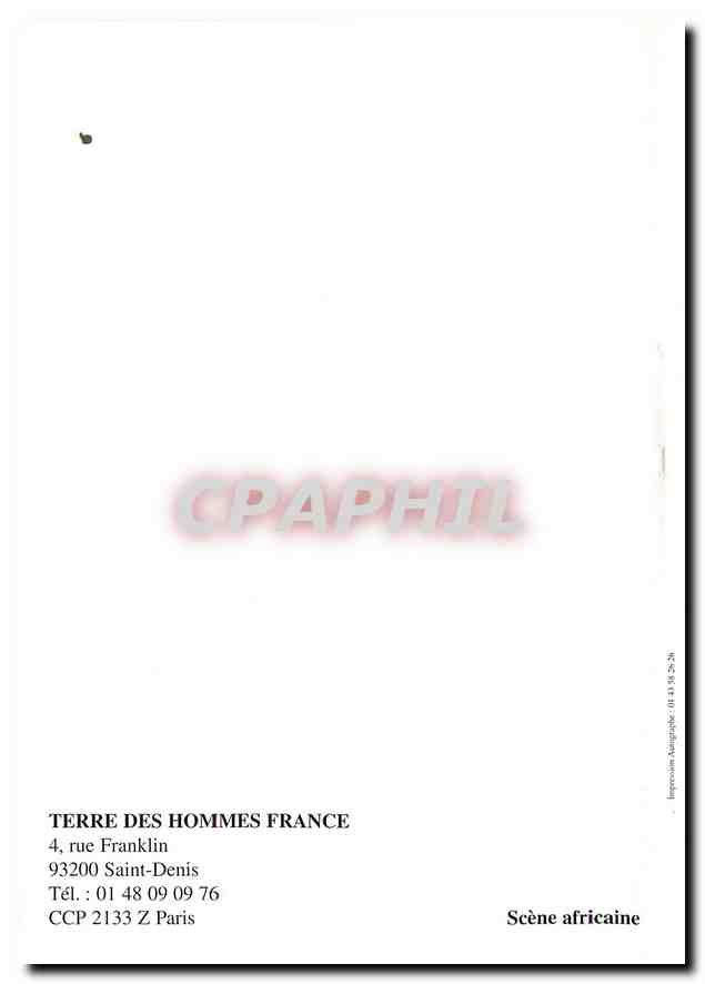 CPM Terre des Hommes France Scebe africaine  — Back