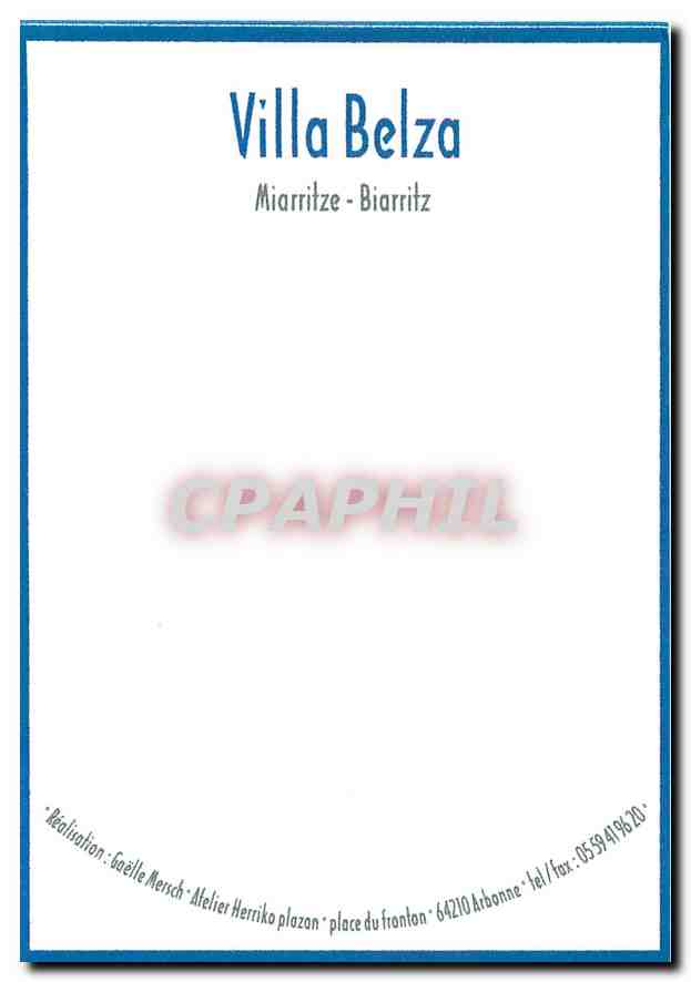 CPM Villa Belza Miarritze Biarritz  — Verso