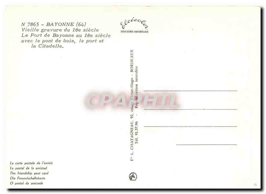 CPM Bayonne Vieille gravure du 18e siecle  — Rückseite
