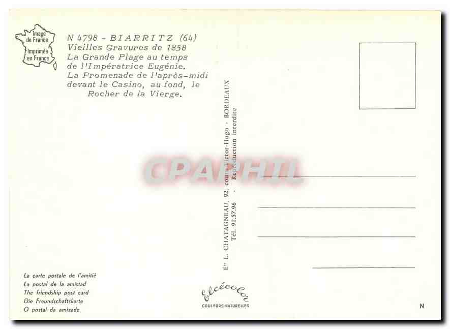 CPM Biarritz Vieilles Gravures de 1858  — Rückseite