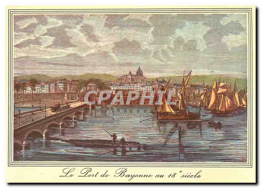 CPM Bayonne Vieilles Gravures du 18e siecle Le Port de Bayonne avec les fortifications et le Pont St