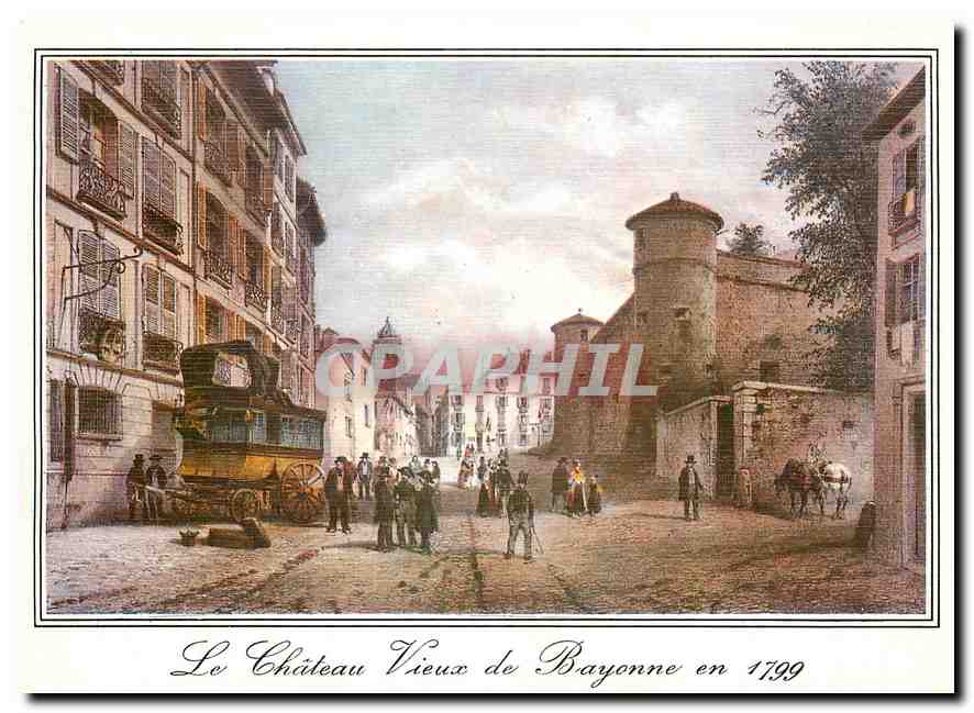 CPM Bayonne Vieilles Gravures du 18e siecle Au fond la cathedrale de Bayonne 