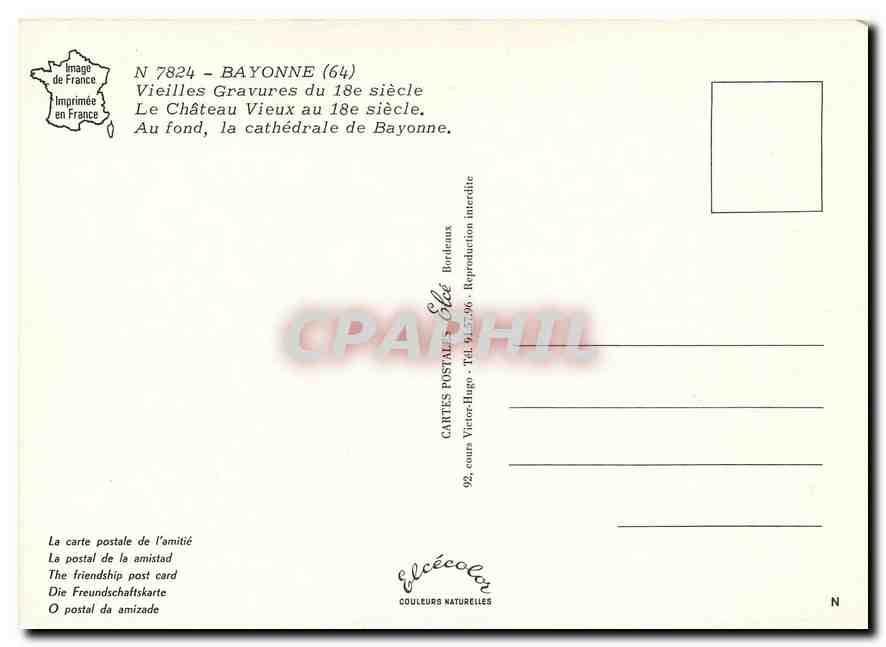 CPM Bayonne Vieilles Gravures du 18e siecle Au fond la cathedrale de Bayonne  — Rückseite