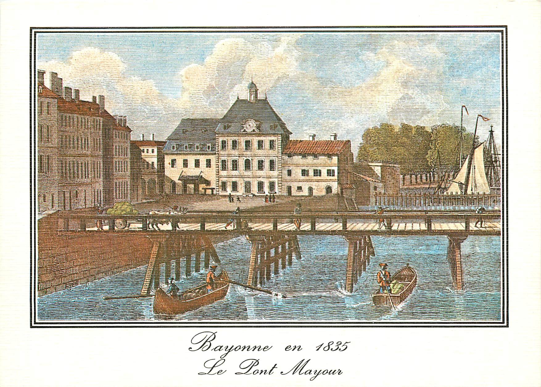 CPM Bayonne Vieilles Gravures de 1835 Vue du Pont Mayour et de la Place de la Comedie e Bayonne 