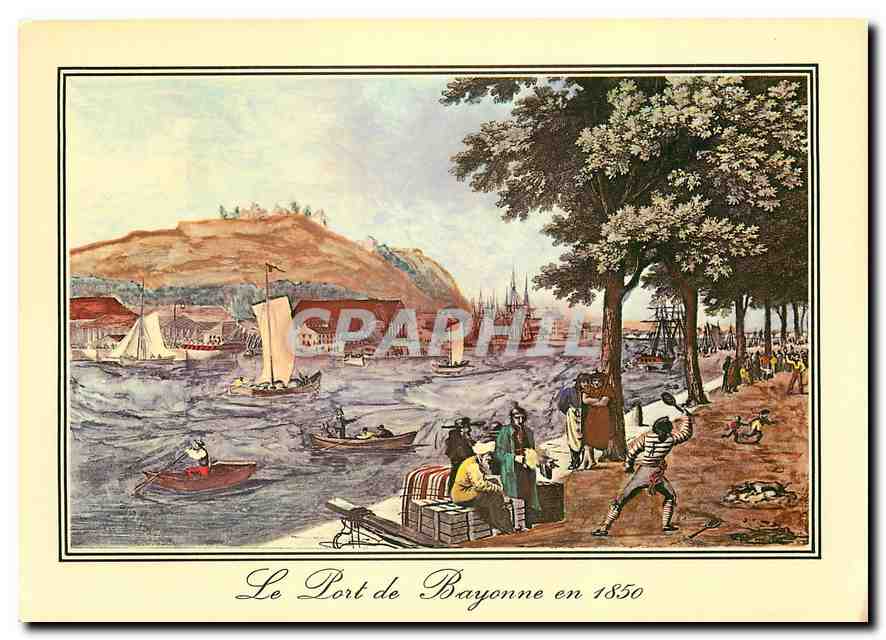 Le Port de Bayonne en 1850 — reproduction gravure — Éditeur L. Chataigneau, Bordeaux