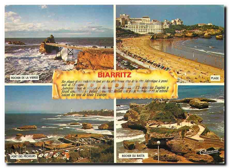 CPM Biarritz Rocher de la Vierge Plage Port des Pecheurs Rocher du Basta 