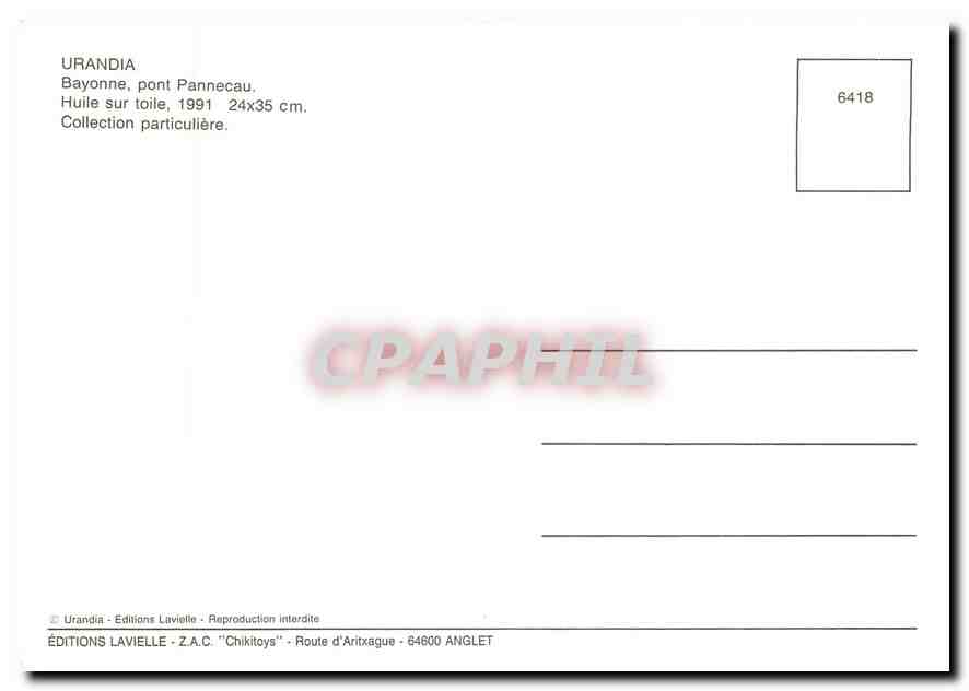 CPM Urandia Bayonne pont Pannecau  — Verso
