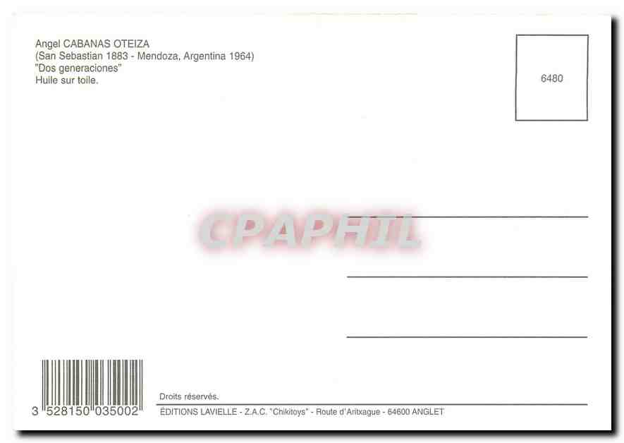 CPM Angel Cabanas Oteiza San Sebastian 1883 Mendoza Argentina 1964  — Rückseite