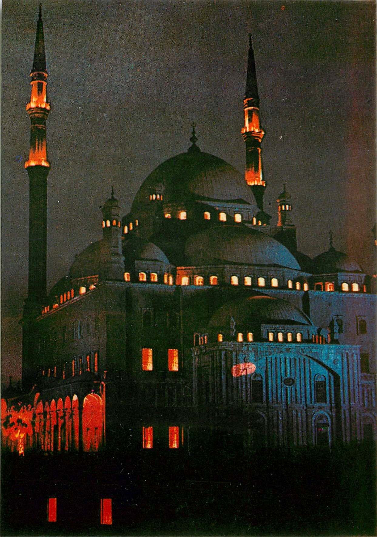 Caire - Citadelle : Mosquée Mohamed Aly illuminée de nuit — Éditeur CPAPHIL, n° 5.22