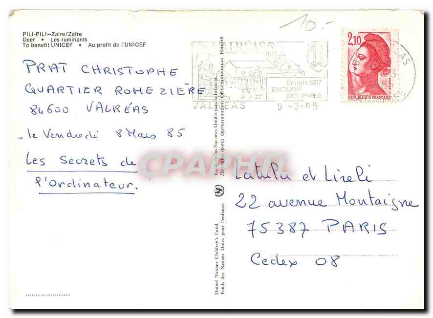 CPM Pili Pili Zaire Zaire Deer Les ruminants  — Rückseite