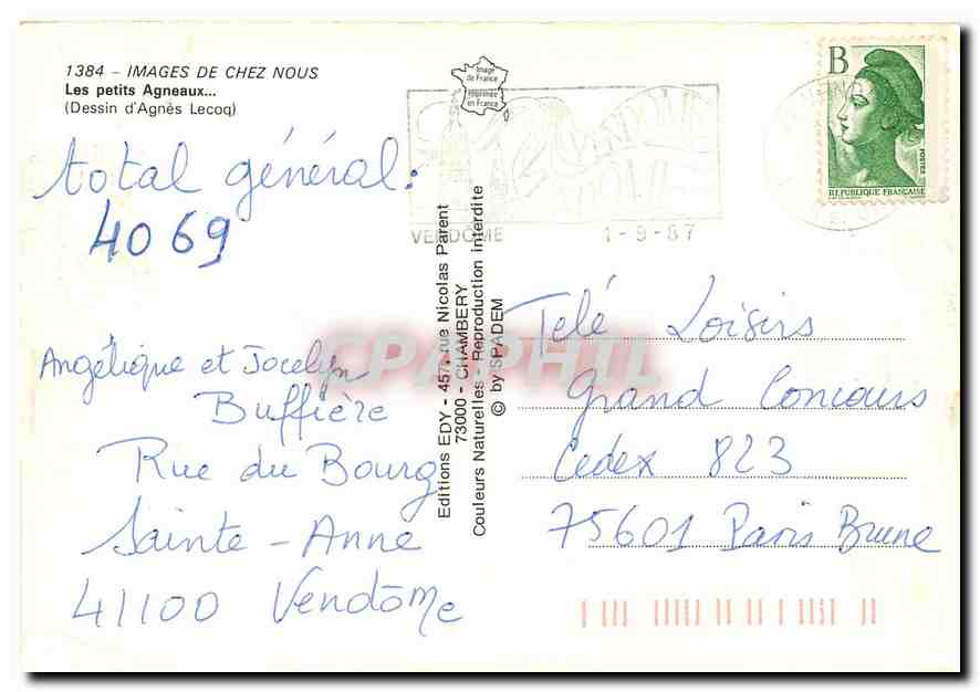 CPM Images de Chez Nous Les petits Agneaux Dessin d'Agnes Lecoq  — Rückseite