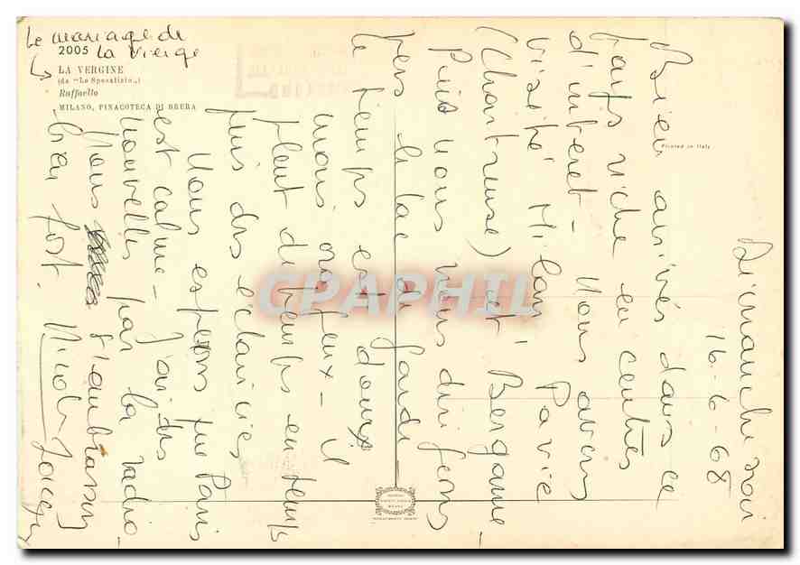 CPM La Vergine Raffaello  — Verso