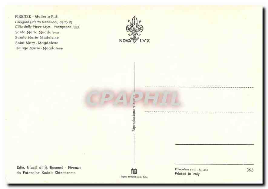 CPM Firenze Galleria Pitti Santa Maria Maddalena  — Verso