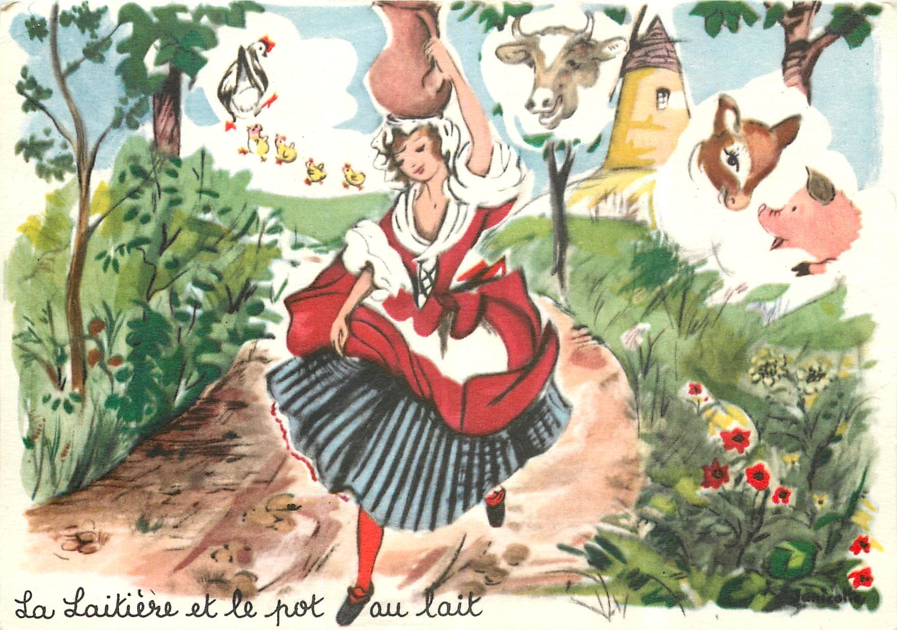 CPM La Laitiere et le port au lait 