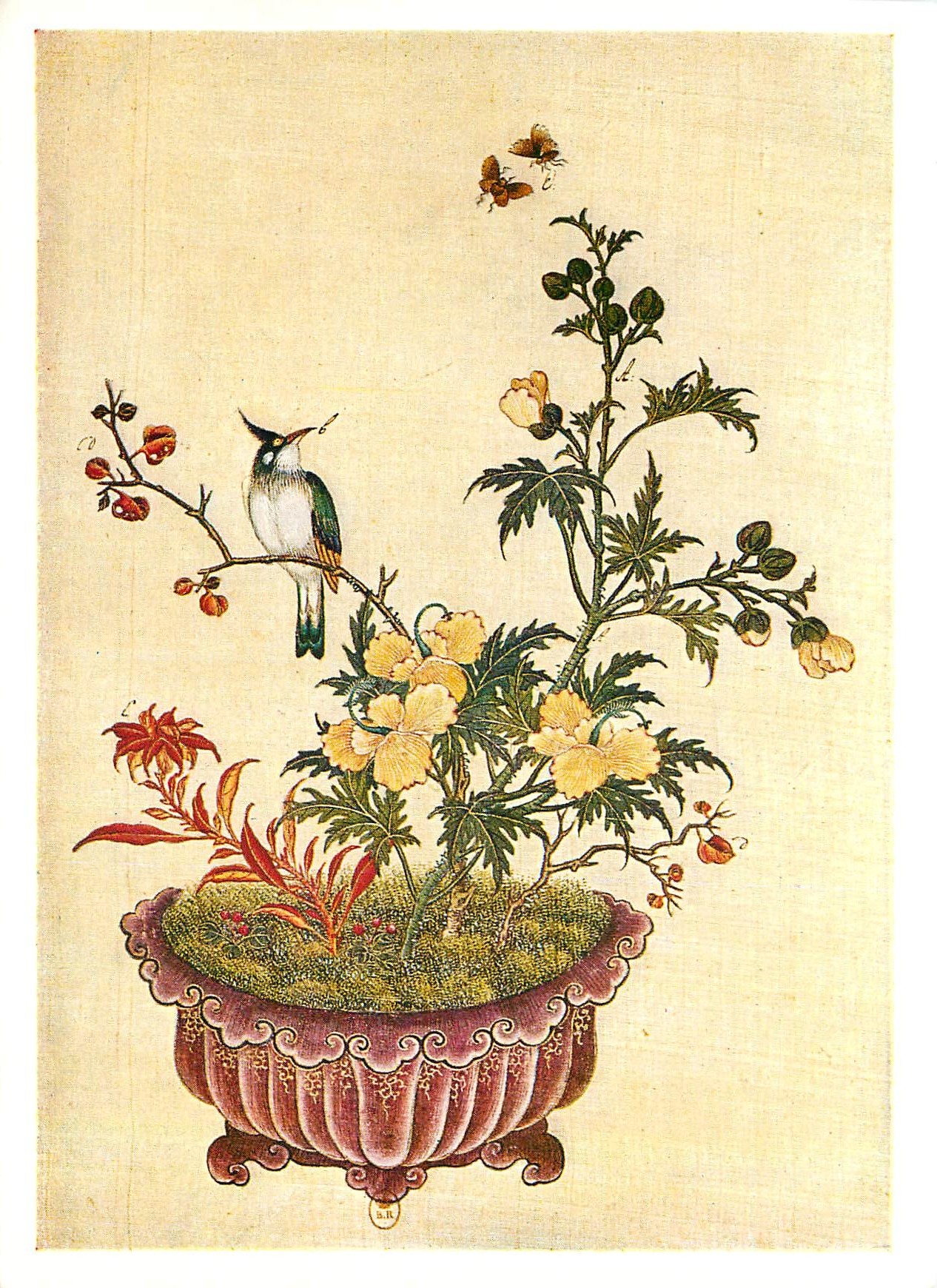 CPM Peinture chinoise sur soie Fleurs et oiseaux Bibliotheque Nationale Paris 