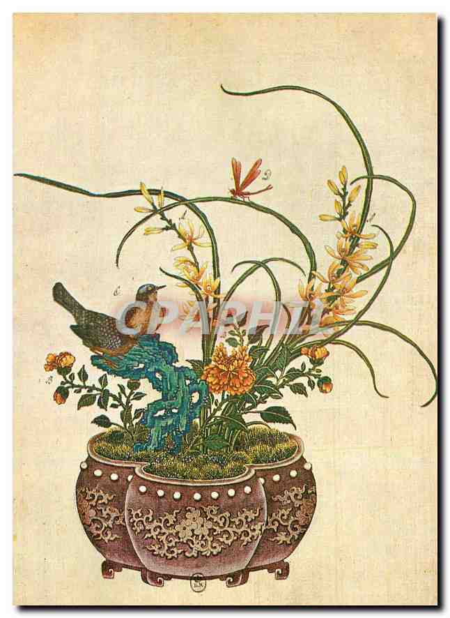 CPM Peinture chinoise sur soie Fleurs et oiseaux Bibliotheque Nationale Paris 