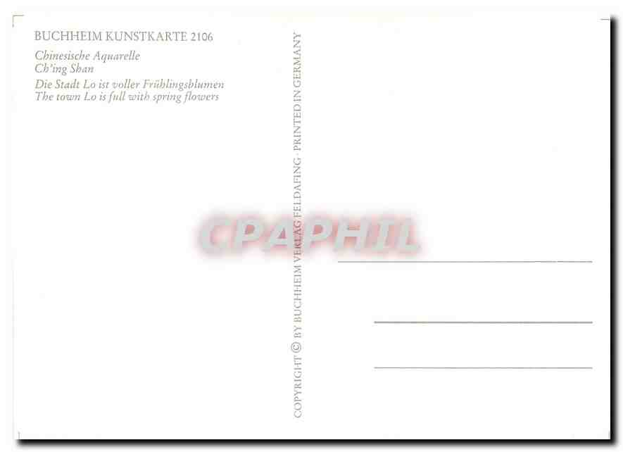 CPM Buccheim Kunstkarte Chinesische Aquarelle Ch'ing Shan  — Rückseite