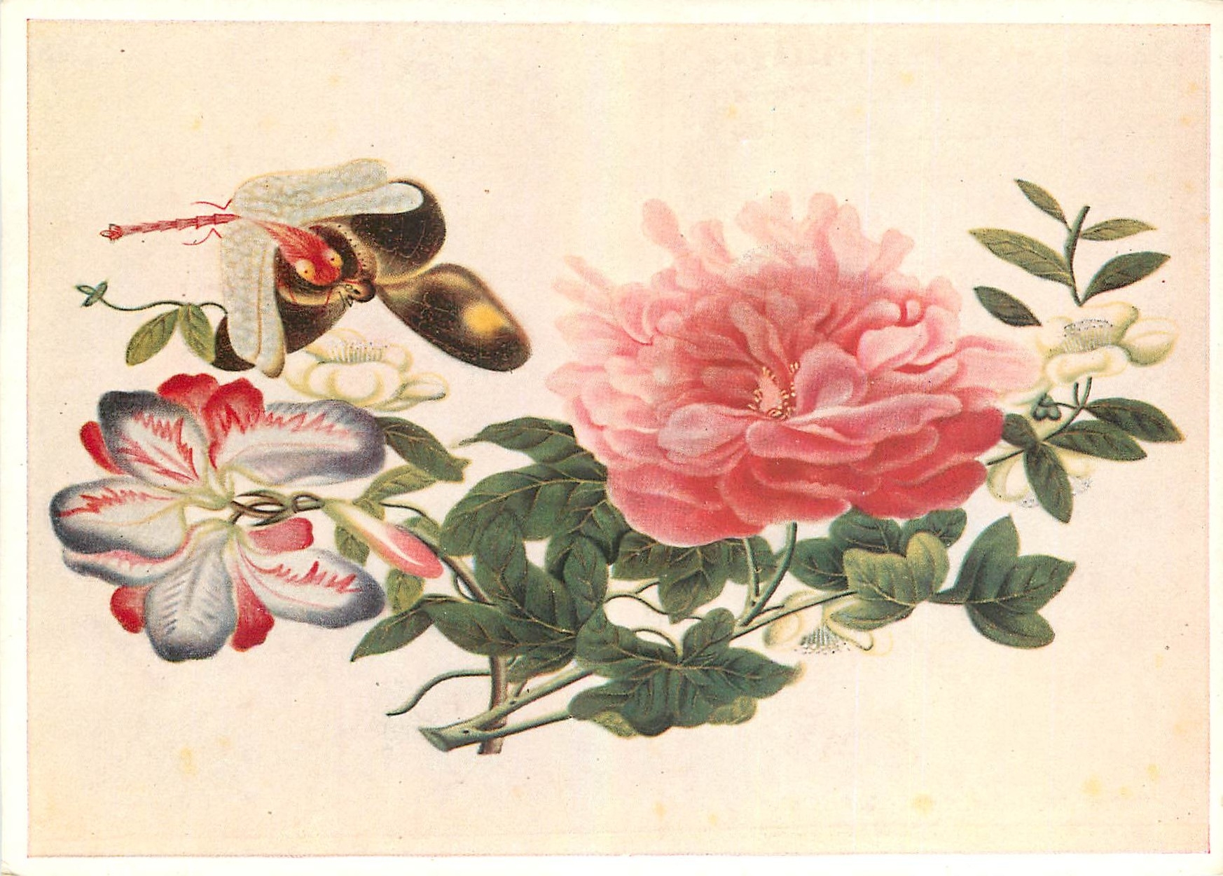 CPM Blumen und Schmetterlinge Chin Deckfarbenmalerie auf Reispapier 