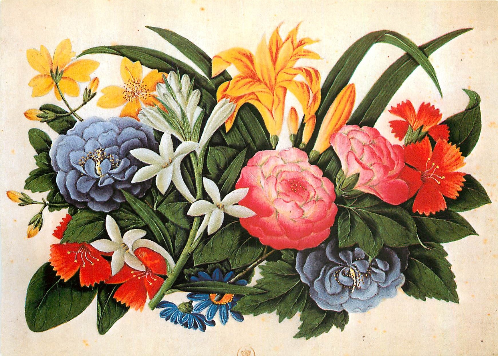 CPM Peinture chinoise XVIII Bouquet 